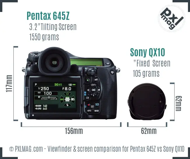 Pentax 645Z vs Sony QX10 Screen and Viewfinder comparison