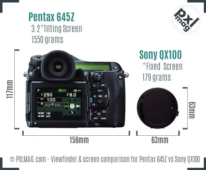 Pentax 645Z vs Sony QX100 Screen and Viewfinder comparison