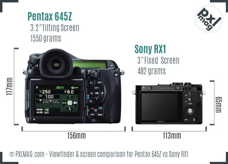 Pentax 645Z vs Sony RX1 Screen and Viewfinder comparison