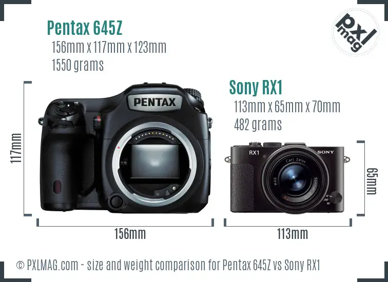 Pentax 645Z vs Sony RX1 size comparison