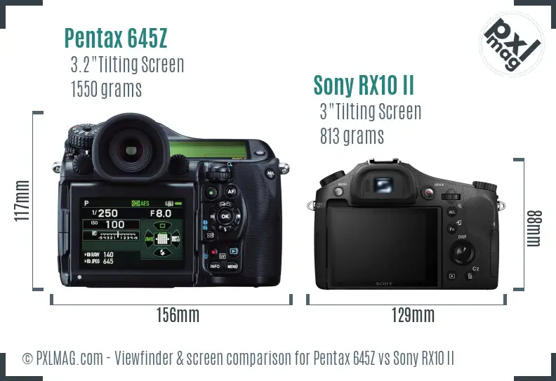 Pentax 645Z vs Sony RX10 II Screen and Viewfinder comparison