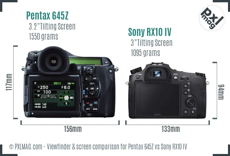 Pentax 645Z vs Sony RX10 IV Screen and Viewfinder comparison