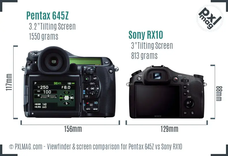 Pentax 645Z vs Sony RX10 Screen and Viewfinder comparison