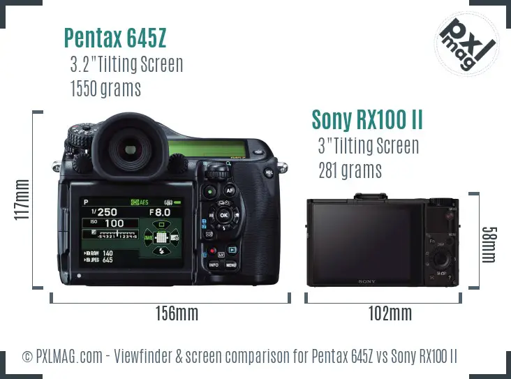 Pentax 645Z vs Sony RX100 II Screen and Viewfinder comparison