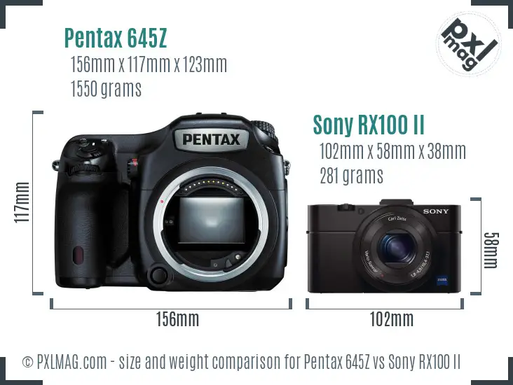 Pentax 645Z vs Sony RX100 II size comparison