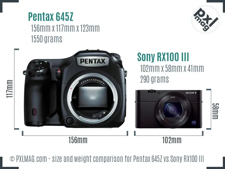 Pentax 645Z vs Sony RX100 III size comparison