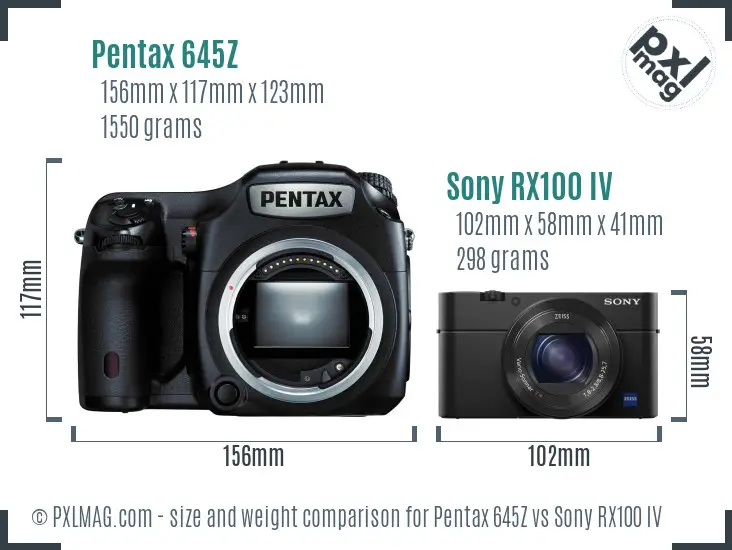 Pentax 645Z vs Sony RX100 IV size comparison