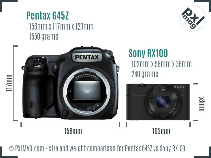 Pentax 645Z vs Sony RX100 size comparison