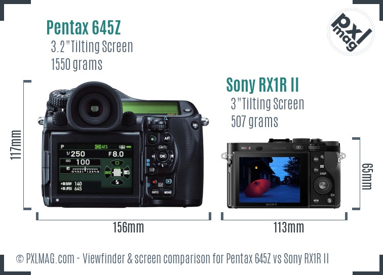 Pentax 645Z vs Sony RX1R II Screen and Viewfinder comparison