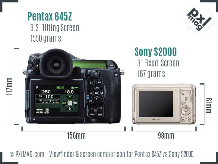 Pentax 645Z vs Sony S2000 Screen and Viewfinder comparison