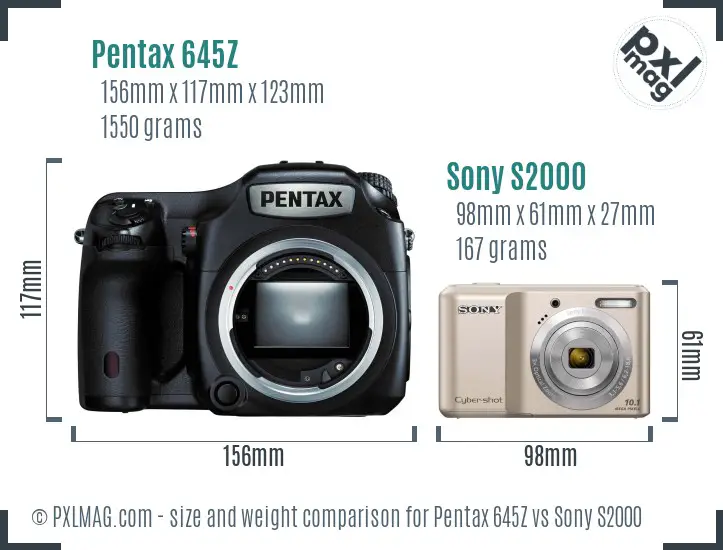 Pentax 645Z vs Sony S2000 size comparison Pentax 645Z vs Sony S2000 size comparison