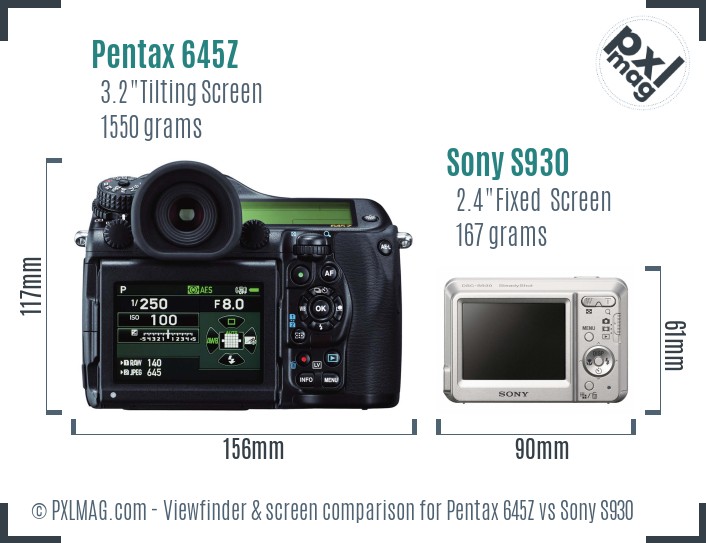 Pentax 645Z vs Sony S930 Screen and Viewfinder comparison
