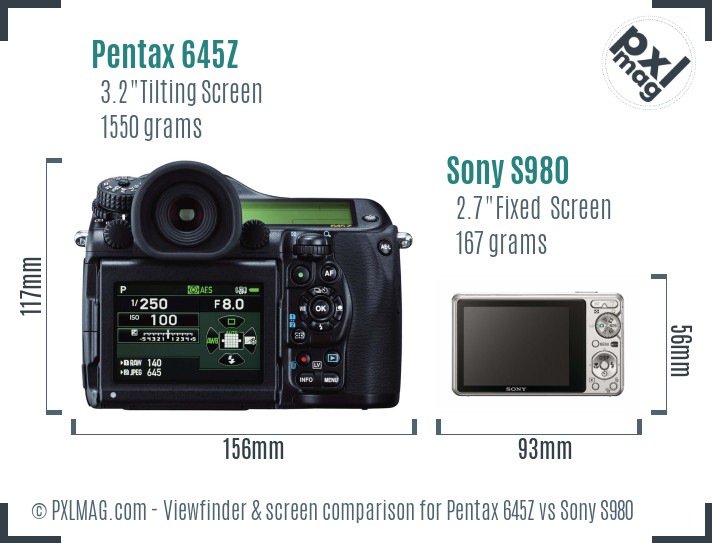 Pentax 645Z vs Sony S980 Screen and Viewfinder comparison