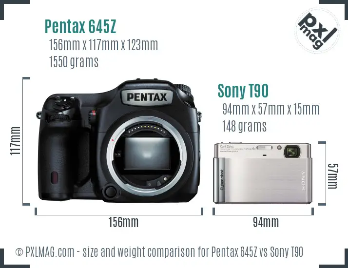Pentax 645Z vs Sony T90 size comparison