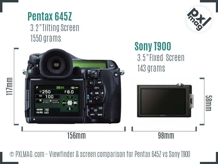 Pentax 645Z vs Sony T900 Screen and Viewfinder comparison