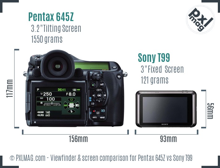 Pentax 645Z vs Sony T99 Screen and Viewfinder comparison