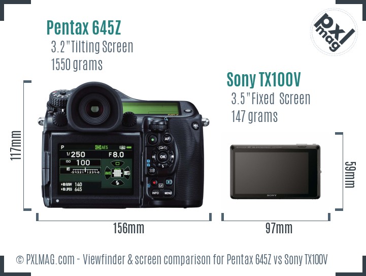 Pentax 645Z vs Sony TX100V Screen and Viewfinder comparison