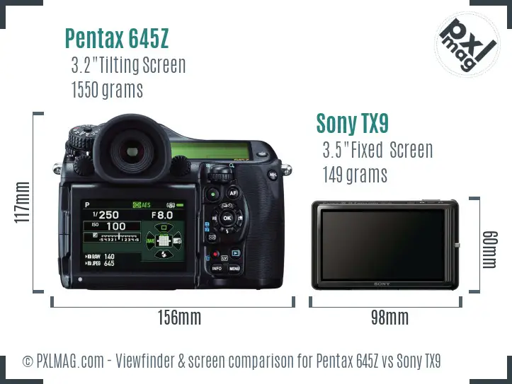 Pentax 645Z vs Sony TX9 Screen and Viewfinder comparison