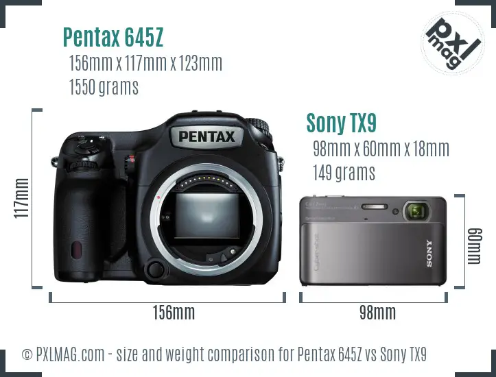 Pentax 645Z vs Sony TX9 size comparison