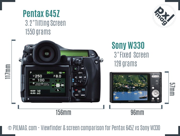 Pentax 645Z vs Sony W330 Screen and Viewfinder comparison