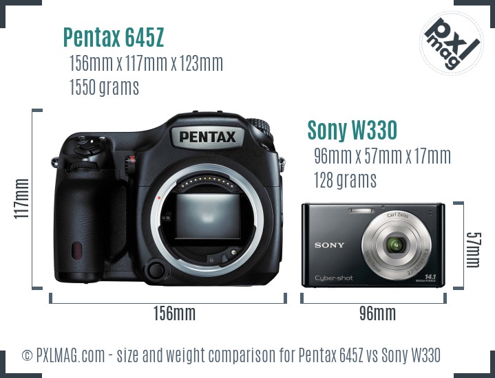 Pentax 645Z vs Sony W330 size comparison