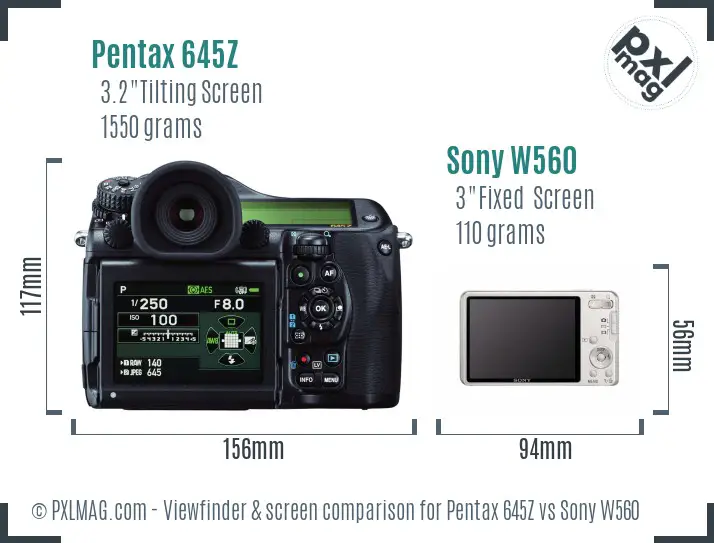 Pentax 645Z vs Sony W560 Screen and Viewfinder comparison