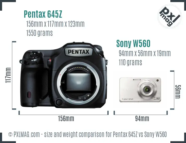 Pentax 645Z vs Sony W560 size comparison