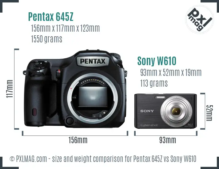 Pentax 645Z vs Sony W610 size comparison Pentax 645Z vs Sony W610 size comparison