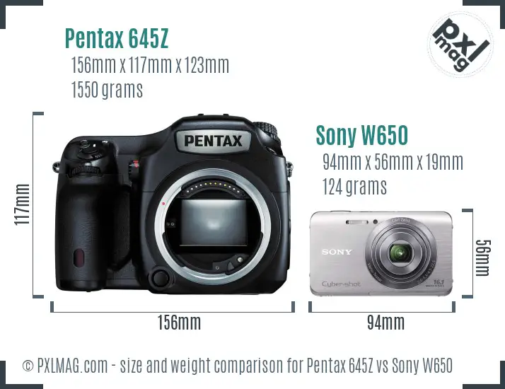 Pentax 645Z vs Sony W650 size comparison