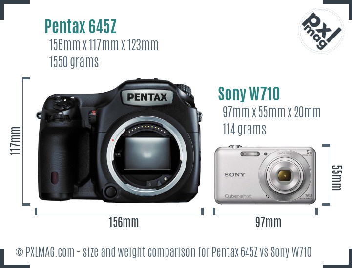 Pentax 645Z vs Sony W710 size comparison Pentax 645Z vs Sony W710 size comparison