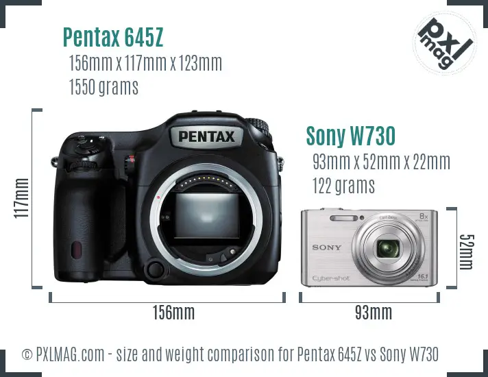 Pentax 645Z vs Sony W730 size comparison