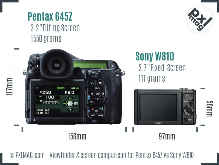 Pentax 645Z vs Sony W810 Screen and Viewfinder comparison