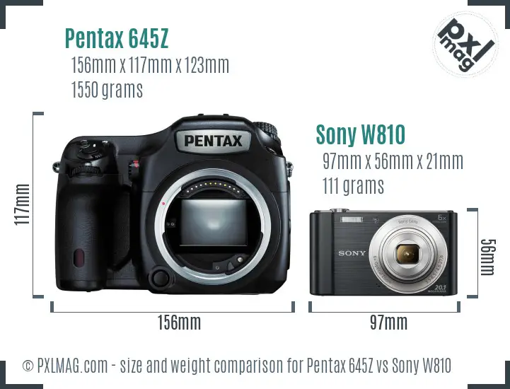 Pentax 645Z vs Sony W810 size comparison