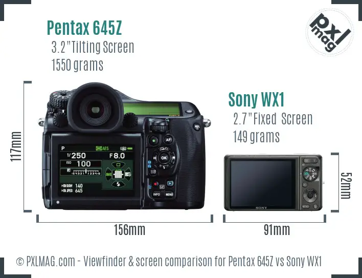 Pentax 645Z vs Sony WX1 Screen and Viewfinder comparison