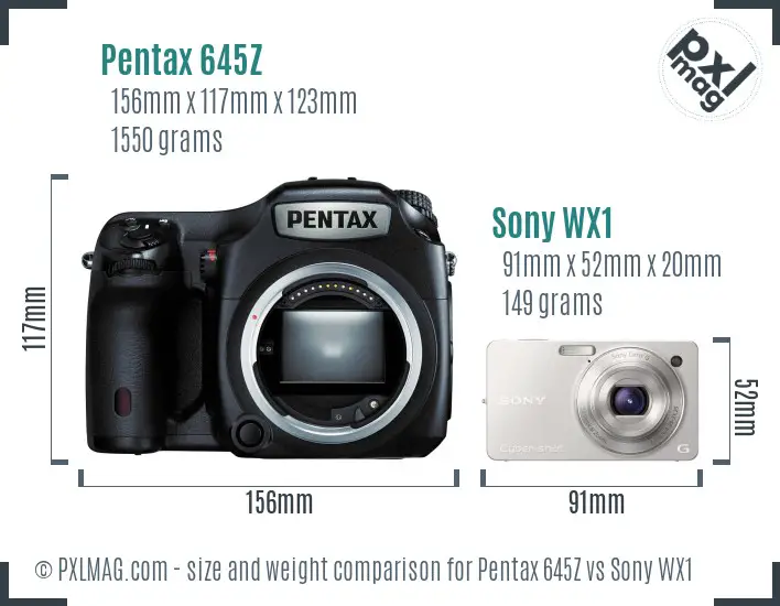 Pentax 645Z vs Sony WX1 size comparison