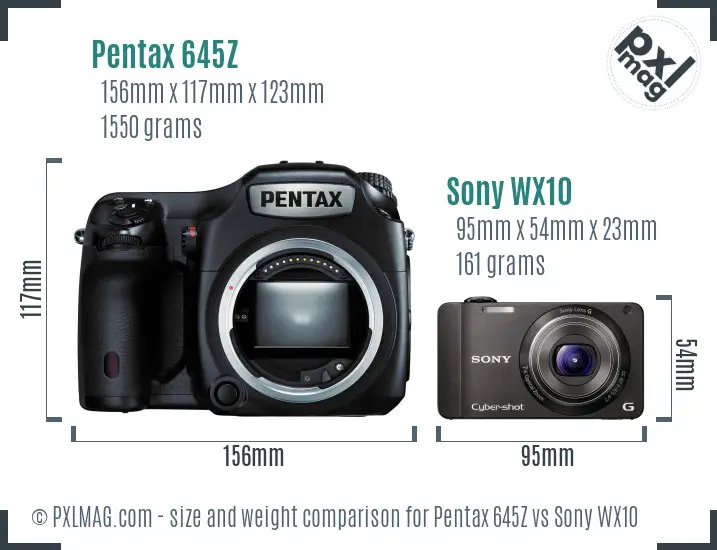 Pentax 645Z vs Sony WX10 size comparison Pentax 645Z vs Sony WX10 size comparison