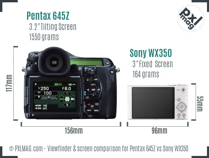 Pentax 645Z vs Sony WX350 Screen and Viewfinder comparison