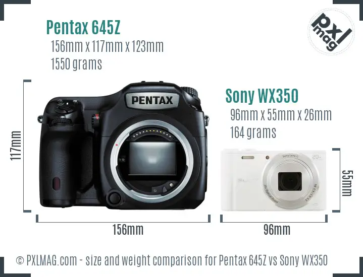 Pentax 645Z vs Sony WX350 size comparison Pentax 645Z vs Sony WX350 size comparison
