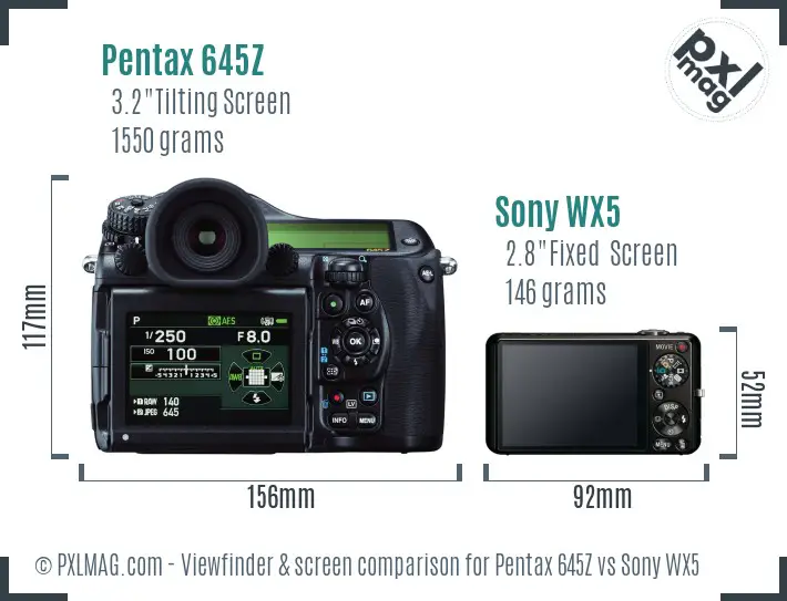 Pentax 645Z vs Sony WX5 Screen and Viewfinder comparison