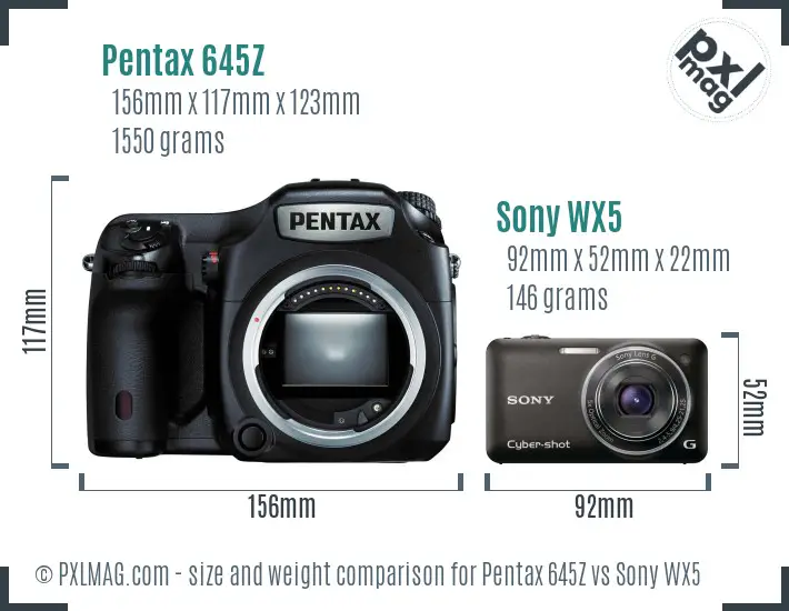 Pentax 645Z vs Sony WX5 size comparison