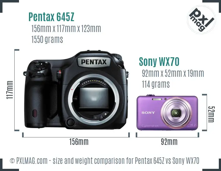 Pentax 645Z vs Sony WX70 size comparison