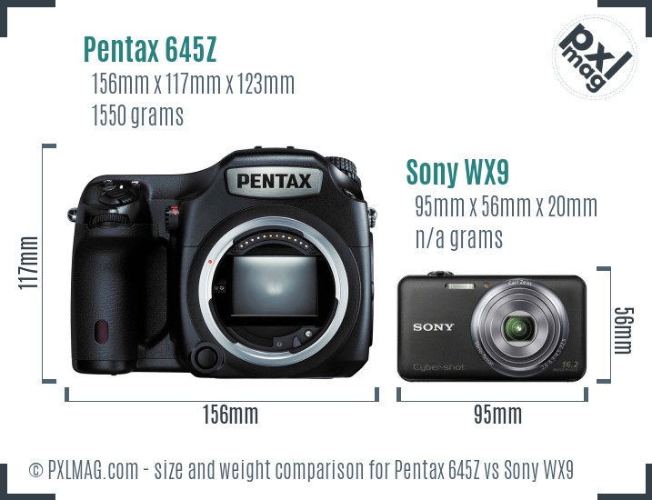 Pentax 645Z vs Sony WX9 size comparison Pentax 645Z vs Sony WX9 size comparison