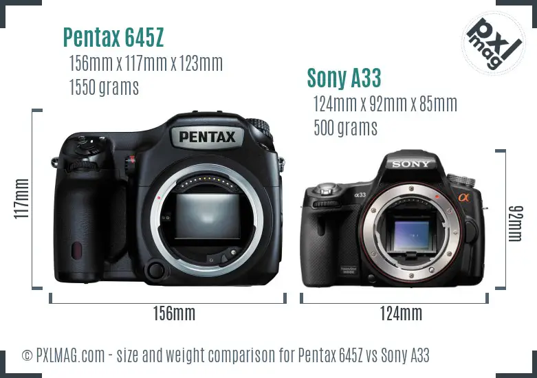 Pentax 645Z vs Sony A33 size comparison