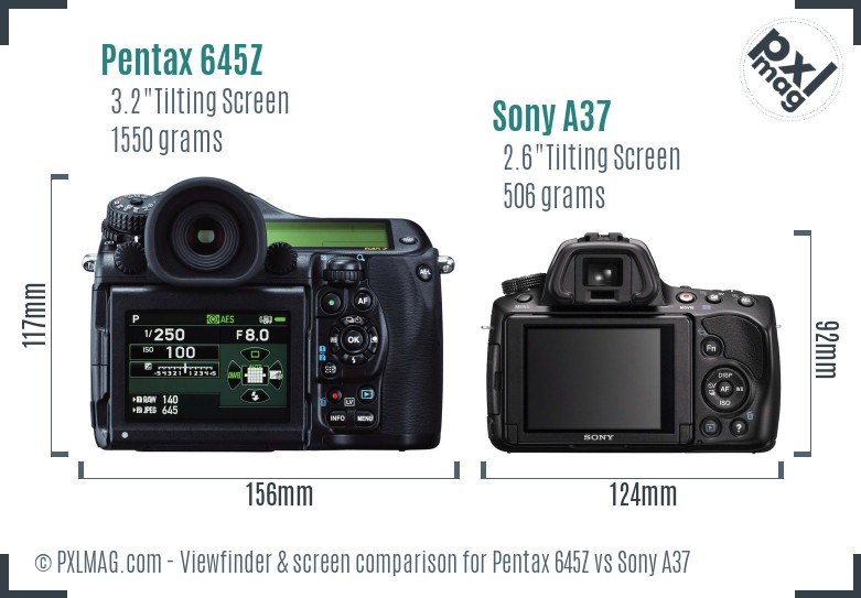 Pentax 645Z vs Sony A37 Screen and Viewfinder comparison