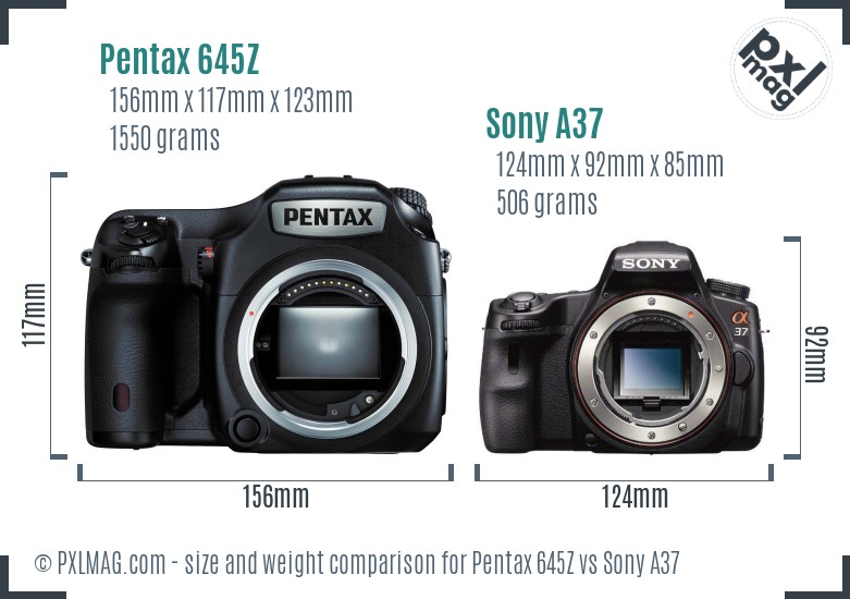 Pentax 645Z vs Sony A37 size comparison Pentax 645Z vs Sony A37 size comparison