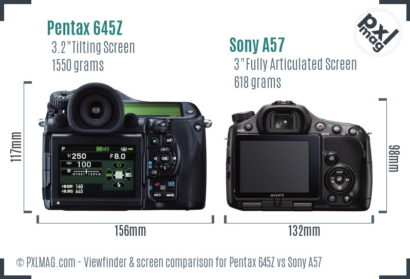 Pentax 645Z vs Sony A57 Screen and Viewfinder comparison