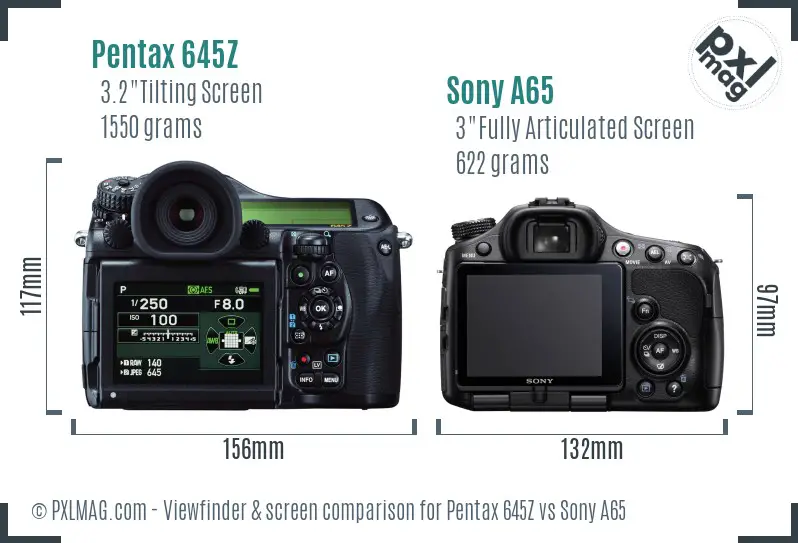 Pentax 645Z vs Sony A65 Screen and Viewfinder comparison