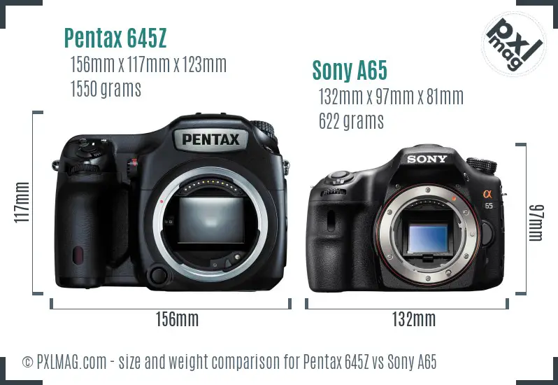 Pentax 645Z vs Sony A65 size comparison