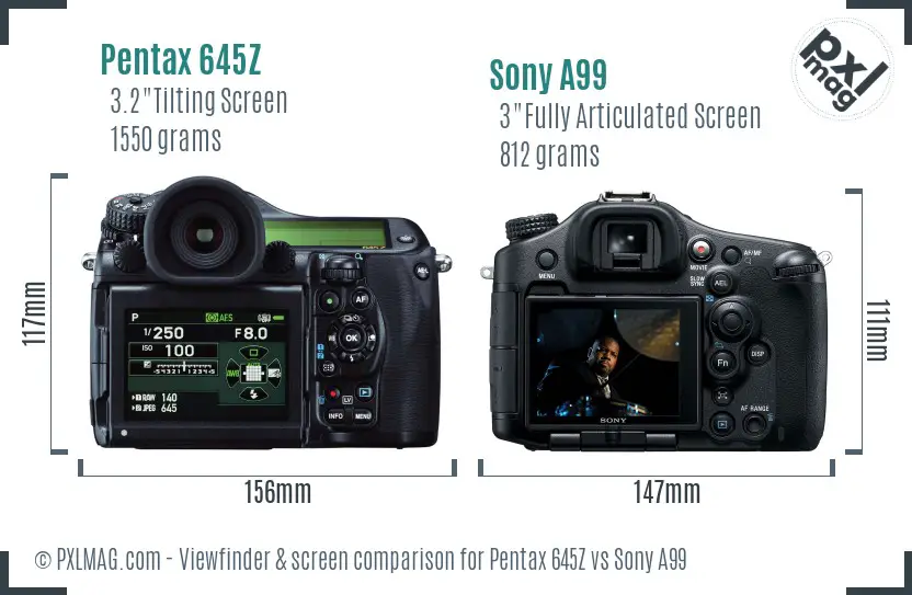 Pentax 645Z vs Sony A99 Screen and Viewfinder comparison