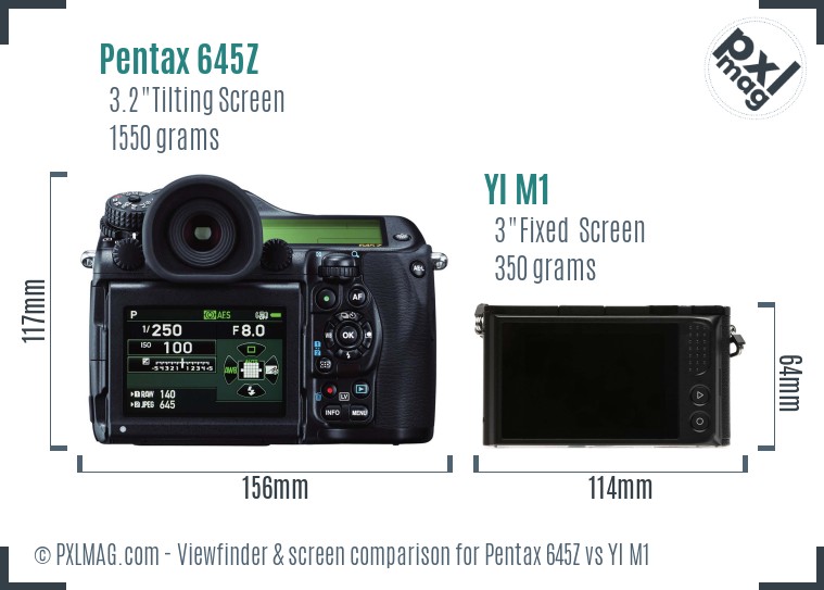 Pentax 645Z vs YI M1 Screen and Viewfinder comparison